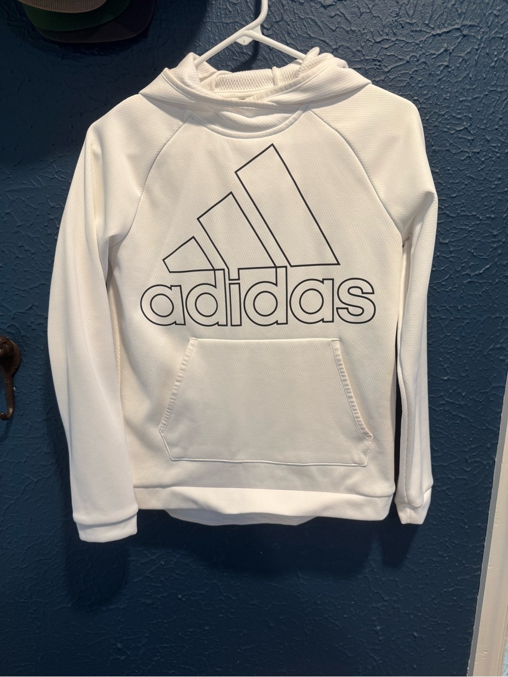 adidas White Crewneck Hoodie with Black Logo